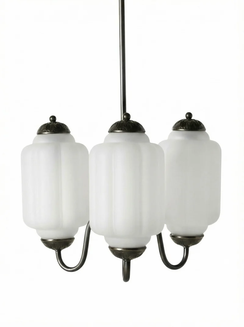 Melkglazen Kroonluchter Vintage Afwerking Tijdloze Elegantie Klassieke Verlichting voor Eetkamer Woonkamer | Sansoti