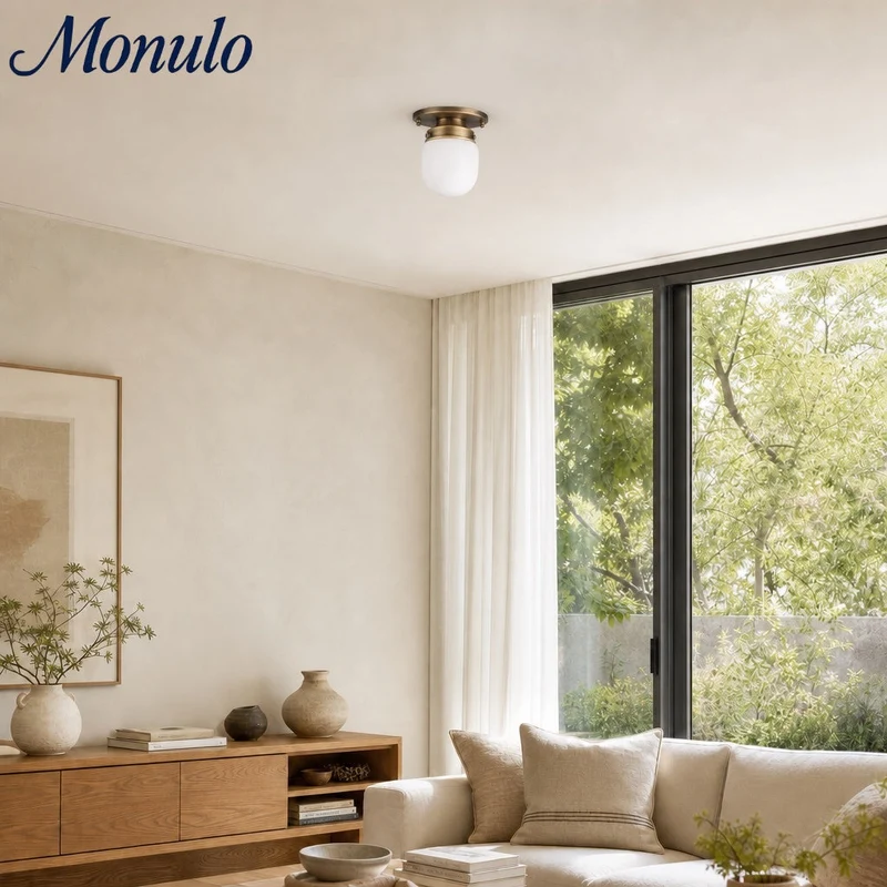 Opaal Glazen Wandlamp & Plafondlamp Dubbelfunctie Modern Design Messing | Sansoti