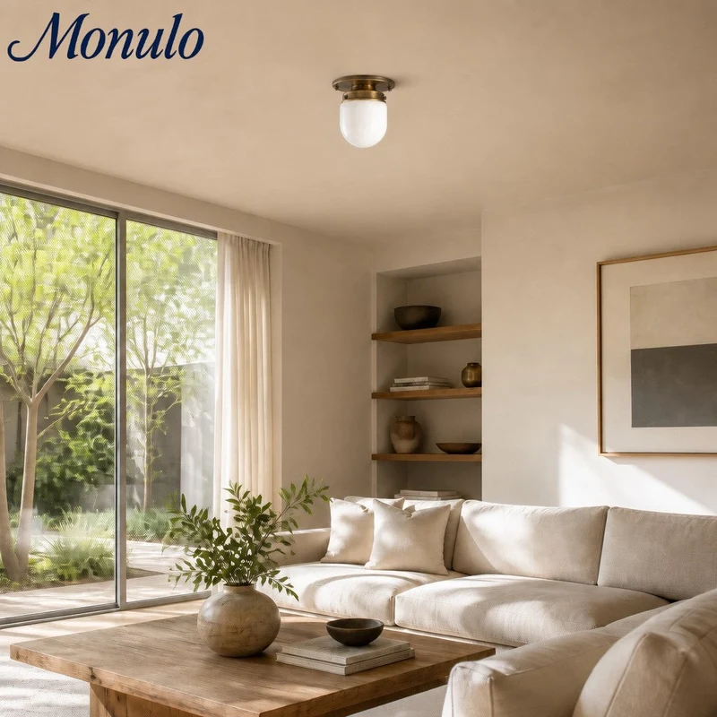 Opaal Glazen Wandlamp & Plafondlamp Dubbelfunctie Modern Design Messing | Sansoti
