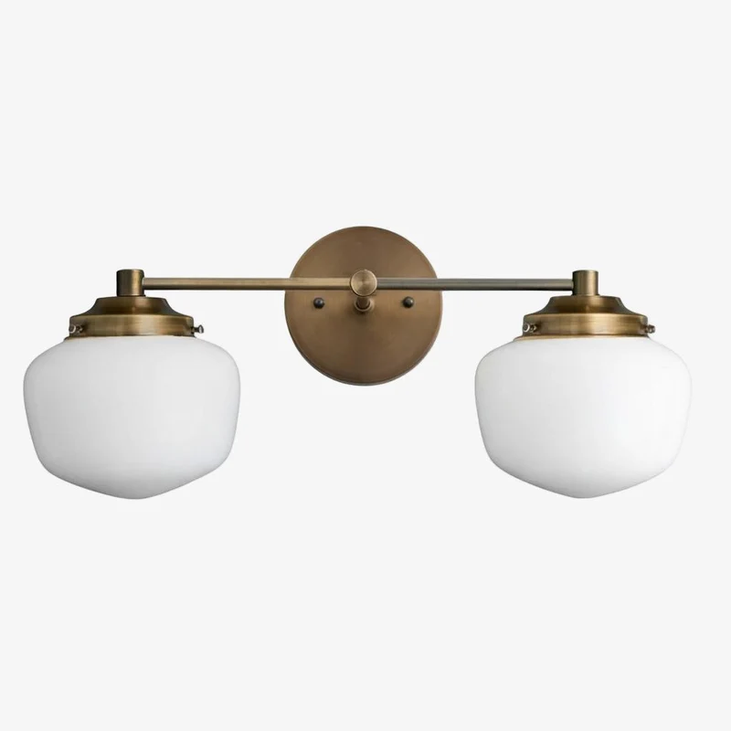 Globe Wandlamp Klassieke Badkamer Schoolhouse Verlichting Mat Opaal Glas voor Spiegel en Wastafel | Sansoti