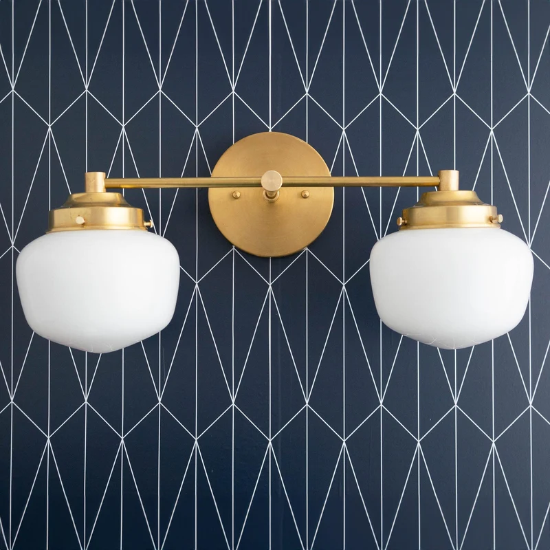 Globe Wandlamp Klassieke Badkamer Schoolhouse Verlichting Mat Opaal Glas voor Spiegel en Wastafel | Sansoti