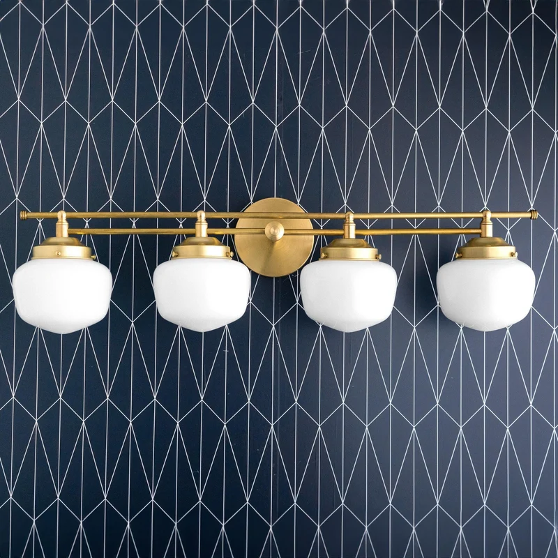 Globe Wandlamp Klassieke Badkamer Schoolhouse Verlichting Mat Opaal Glas voor Spiegel en Wastafel | Sansoti
