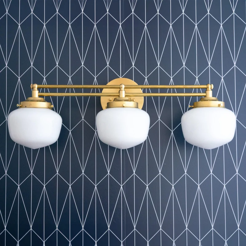 Globe Wandlamp Klassieke Badkamer Schoolhouse Verlichting Mat Opaal Glas voor Spiegel en Wastafel | Sansoti