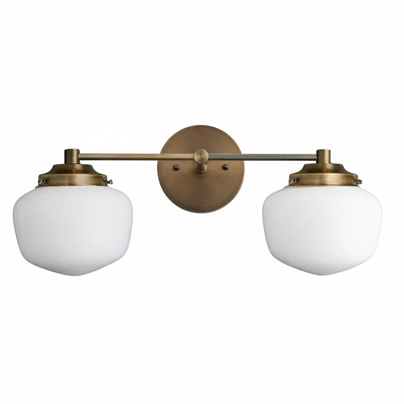 Globe Wandlamp Klassieke Badkamer Schoolhouse Verlichting Mat Opaal Glas voor Spiegel en Wastafel | Sansoti