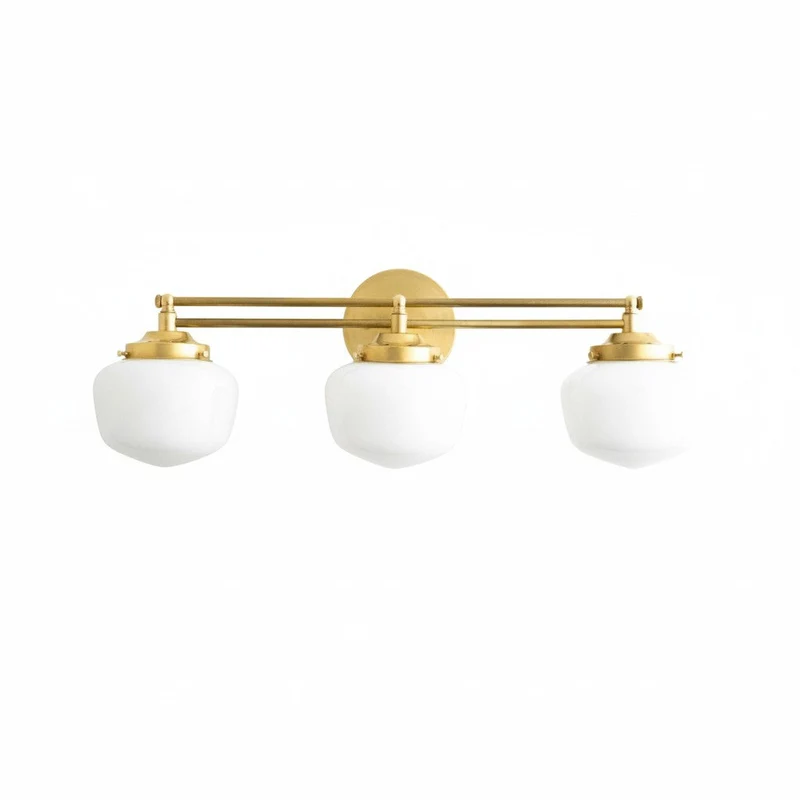 Globe Wandlamp Klassieke Badkamer Schoolhouse Verlichting Mat Opaal Glas voor Spiegel en Wastafel | Sansoti