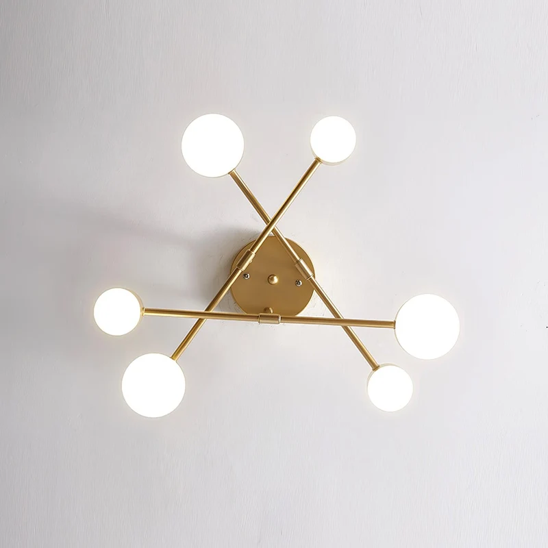 Sputnik Plafondlamp 6-armen LED Metalen Frame Ø57cm Goud Zwart Wit 36W dimbaar Mid-Century Scandinavische eetkamer woonkamer entree modern design | Sansoti