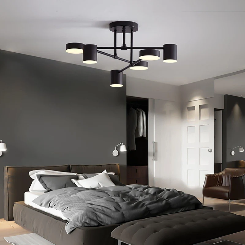 Sputnik Plafondlamp 6-armen LED Metalen Frame Ø57cm Goud Zwart Wit 36W dimbaar Mid-Century Scandinavische eetkamer woonkamer entree modern design | Sansoti