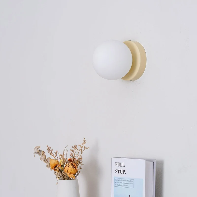Nuvol Wandlamp — Metalen Wandspot met Glazen Bol ø12cm — Compacte Wandverlichting in 5 Kleuren | Sansoti