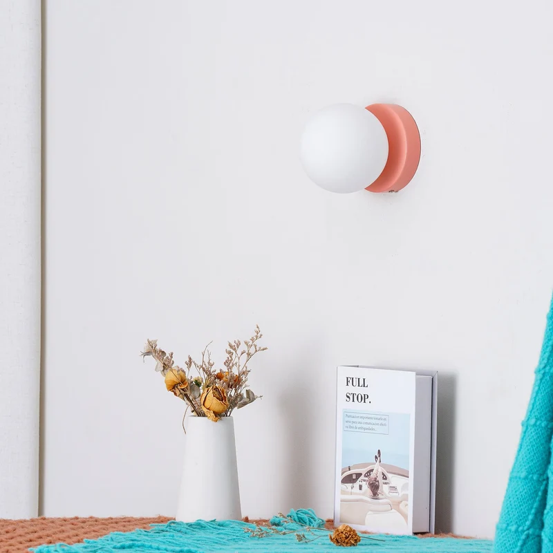 Nuvol Wandlamp — Metalen Wandspot met Glazen Bol ø12cm — Compacte Wandverlichting in 5 Kleuren | Sansoti