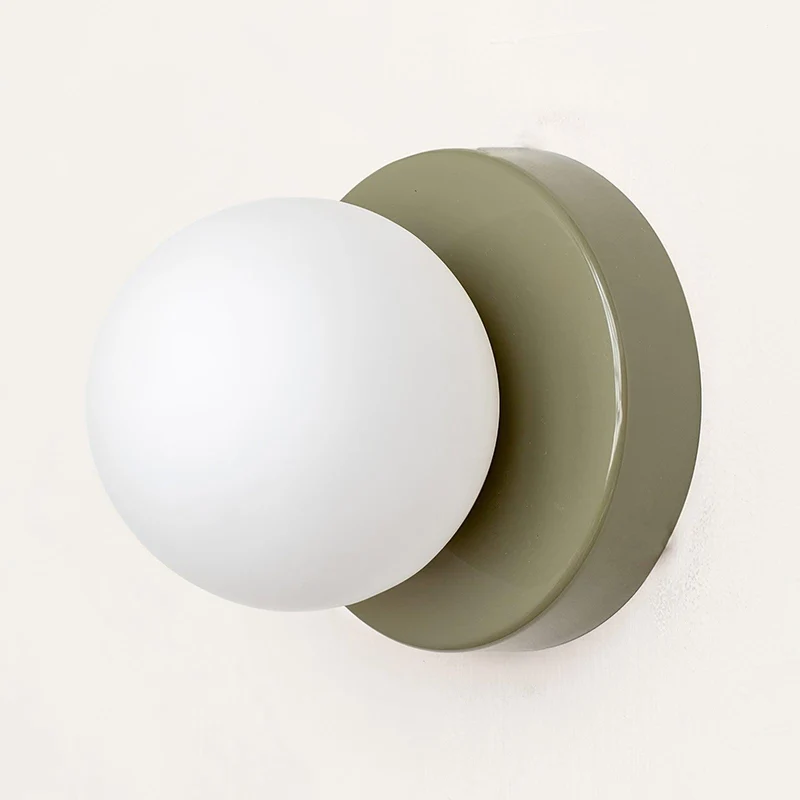 Nuvol Wandlamp — Metalen Wandspot met Glazen Bol ø12cm — Compacte Wandverlichting in 5 Kleuren | Sansoti