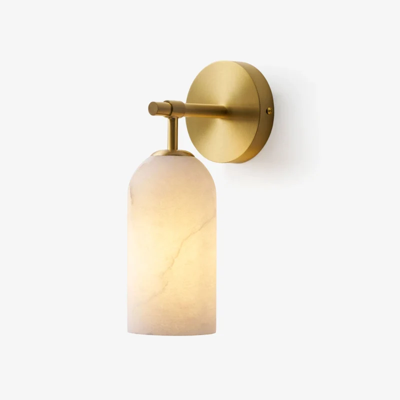 Albast Wandlamp Cilindervorm Minimalistisch Gouden Armatuur Warme Gloed Verlichting | Sansoti