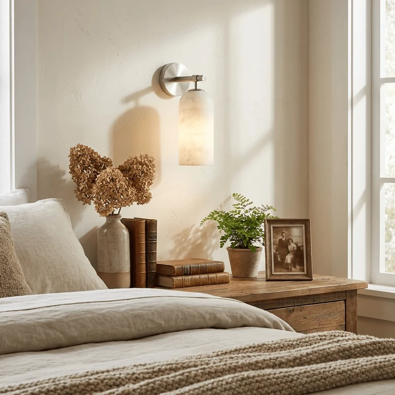Albast Wandlamp Cilindervorm Minimalistisch Gouden Armatuur Warme Gloed Verlichting | Sansoti