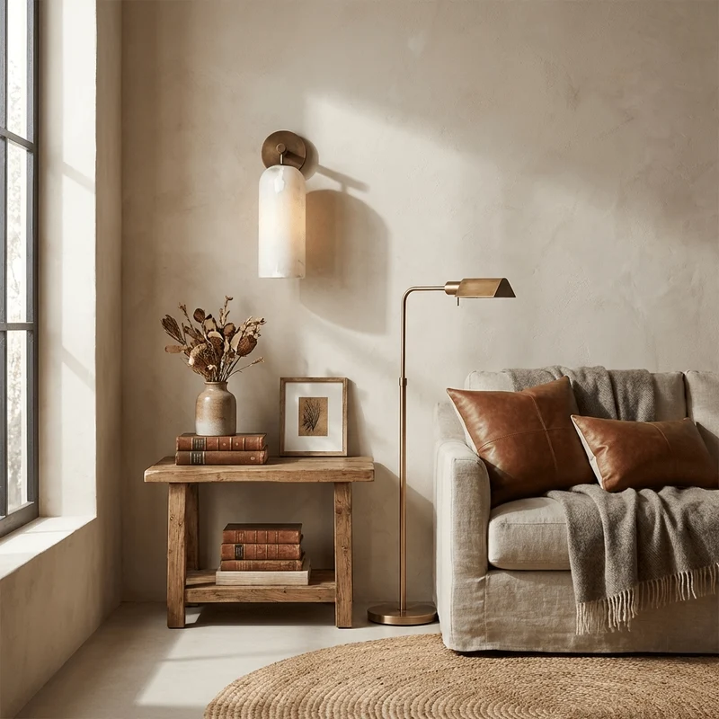 Albast Wandlamp Cilindervorm Minimalistisch Gouden Armatuur Warme Gloed Verlichting | Sansoti