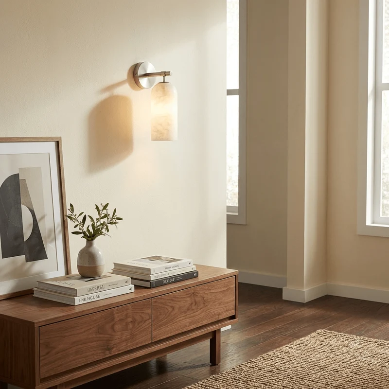 Albast Wandlamp Cilindervorm Minimalistisch Gouden Armatuur Warme Gloed Verlichting | Sansoti