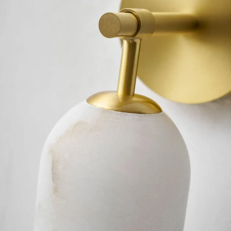 Albast Wandlamp Cilindervorm Minimalistisch Gouden Armatuur Warme Gloed Verlichting | Sansoti