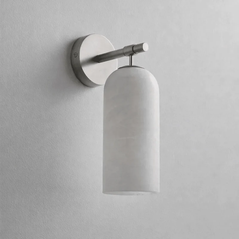 Albast Wandlamp Cilindervorm Minimalistisch Gouden Armatuur Warme Gloed Verlichting | Sansoti
