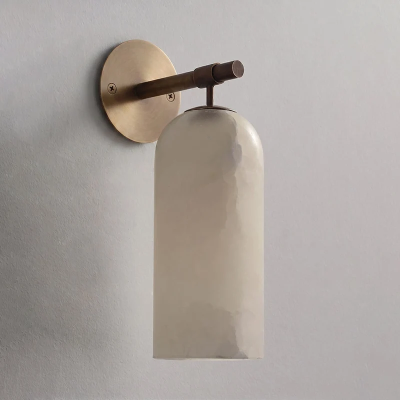 Albast Wandlamp Cilindervorm Minimalistisch Gouden Armatuur Warme Gloed Verlichting | Sansoti
