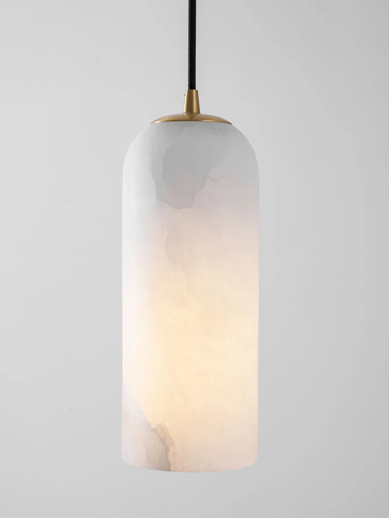 Alabasten Hanglamp met Gevlochten Snoer – Natuursteen Verlichting van Enkel Lichtpunt tot 21-Lichts Cluster – Mid-Century Modern Stijl Eetkamer Hanglamp met E12/E14 Fitting | Sansoti