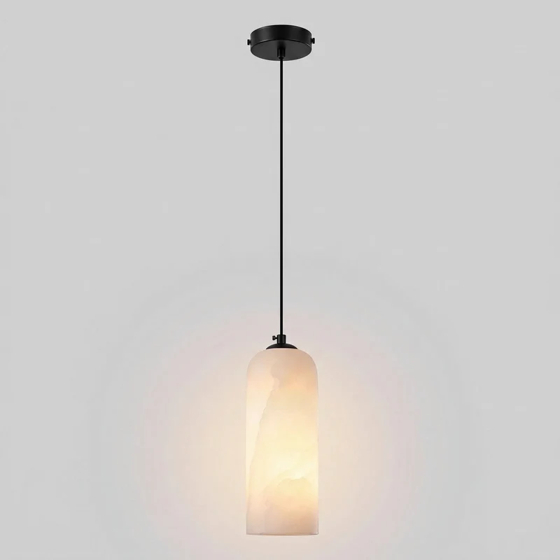 Alabasten Hanglamp met Gevlochten Snoer – Natuursteen Verlichting van Enkel Lichtpunt tot 21-Lichts Cluster – Mid-Century Modern Stijl Eetkamer Hanglamp met E12/E14 Fitting | Sansoti