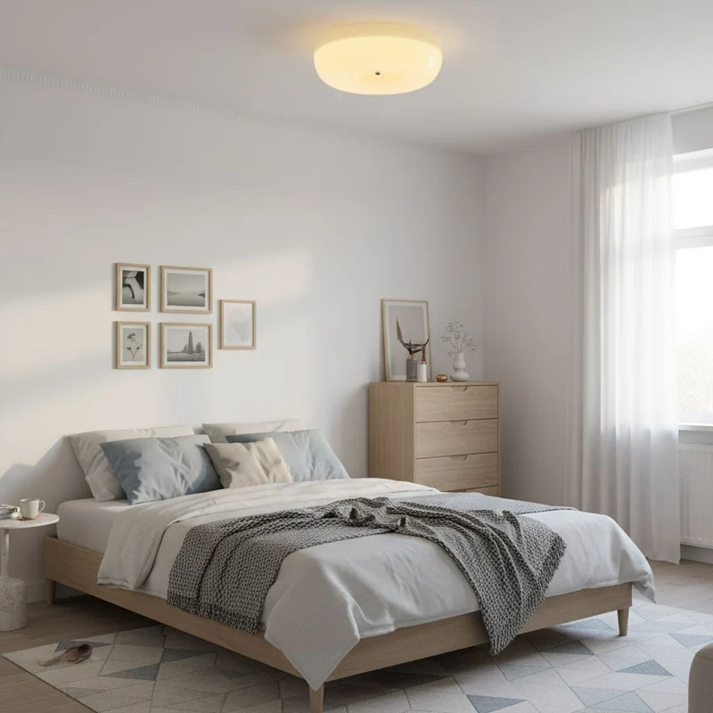 Plafondlamp Melkglas 32–46 cm | Glazen Bol met Zilveren Accent | Dimbare Plafondverlichting Warm Wit | Sansoti
