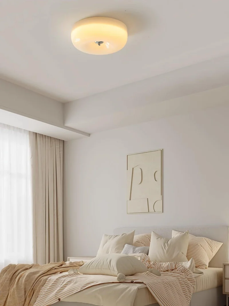 Plafondlamp Melkglas 32–46 cm | Glazen Bol met Zilveren Accent | Dimbare Plafondverlichting Warm Wit | Sansoti