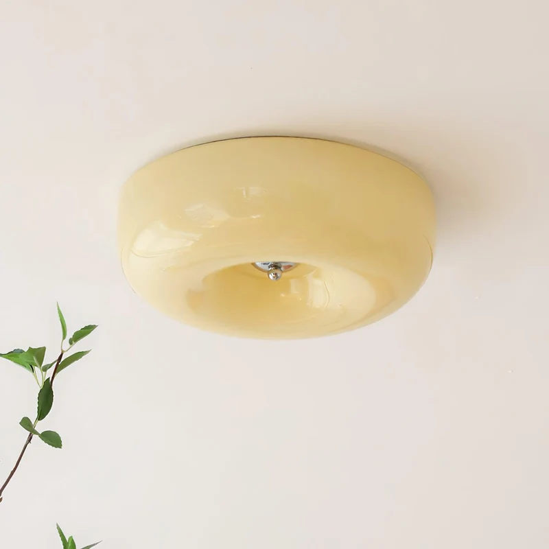 Plafondlamp Melkglas 32–46 cm | Glazen Bol met Zilveren Accent | Dimbare Plafondverlichting Warm Wit | Sansoti
