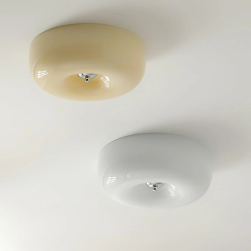 Plafondlamp Melkglas 32–46 cm | Glazen Bol met Zilveren Accent | Dimbare Plafondverlichting Warm Wit | Sansoti