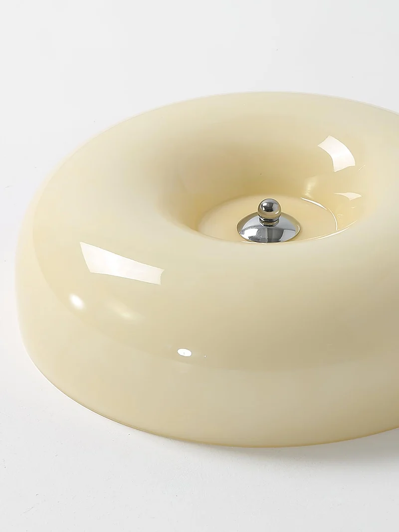 Plafondlamp Melkglas 32–46 cm | Glazen Bol met Zilveren Accent | Dimbare Plafondverlichting Warm Wit | Sansoti