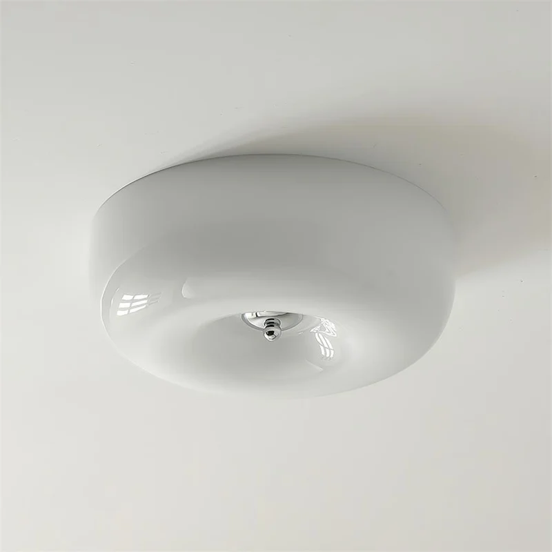 Plafondlamp Melkglas 32–46 cm | Glazen Bol met Zilveren Accent | Dimbare Plafondverlichting Warm Wit | Sansoti