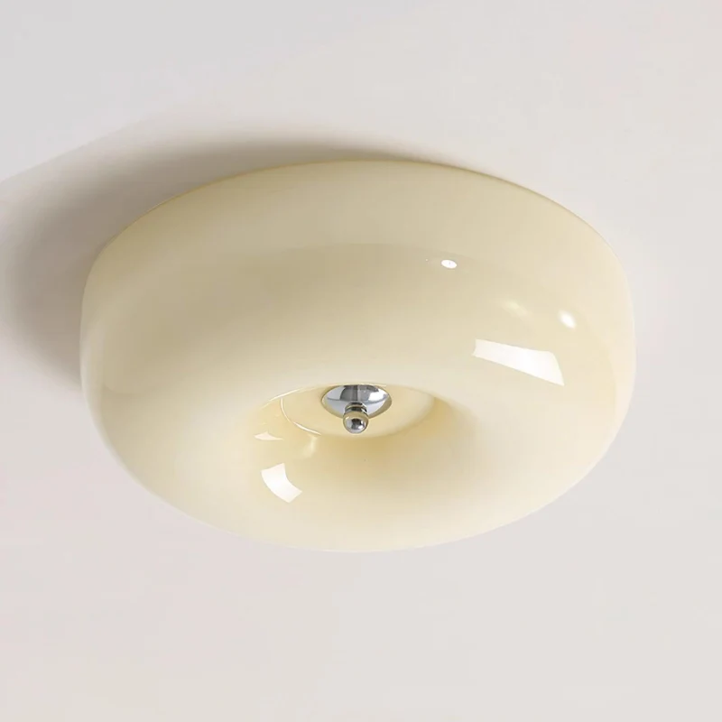 Plafondlamp Melkglas 32–46 cm | Glazen Bol met Zilveren Accent | Dimbare Plafondverlichting Warm Wit | Sansoti