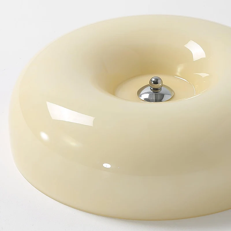 Plafondlamp Melkglas 32–46 cm | Glazen Bol met Zilveren Accent | Dimbare Plafondverlichting Warm Wit | Sansoti