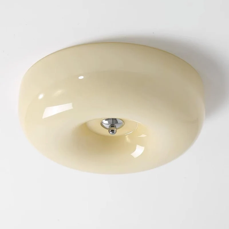 Plafondlamp Melkglas 32–46 cm | Glazen Bol met Zilveren Accent | Dimbare Plafondverlichting Warm Wit | Sansoti