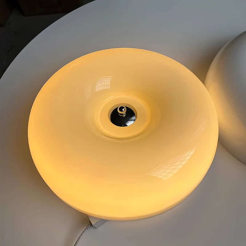 Plafondlamp Melkglas 32–46 cm | Glazen Bol met Zilveren Accent | Dimbare Plafondverlichting Warm Wit | Sansoti