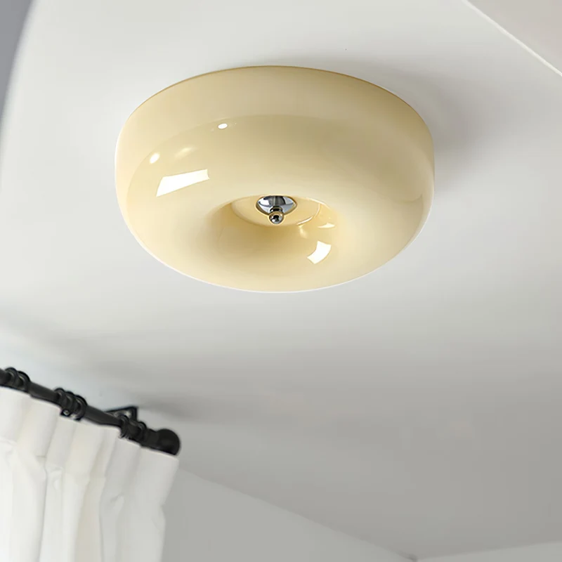 Plafondlamp Melkglas 32–46 cm | Glazen Bol met Zilveren Accent | Dimbare Plafondverlichting Warm Wit | Sansoti