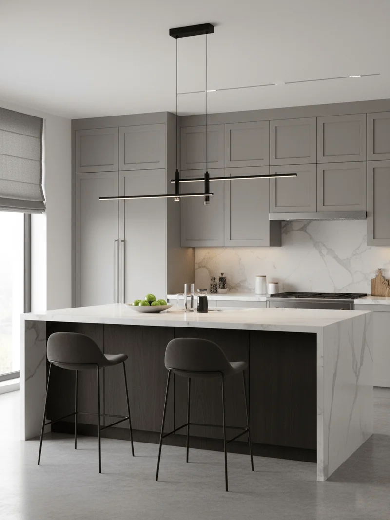 Lineaire hanglamp Links Island • 90/120/150cm • LED geïntegreerd • warm wit/neutraal/koel wit • dimbaar optie • zwart/goud • keuken-eiland boven tafel | Sansoti