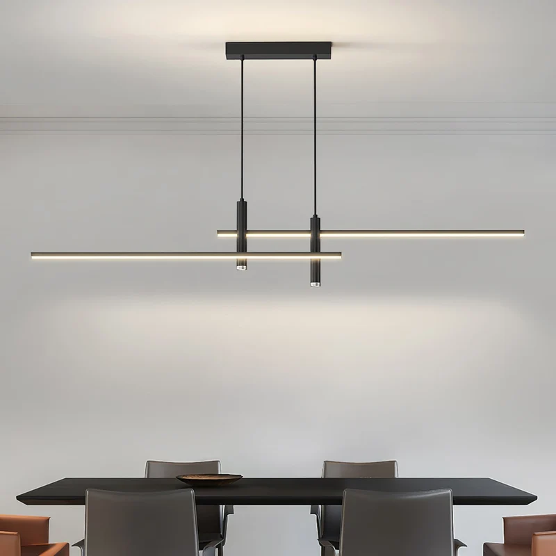 Lineaire hanglamp Links Island • 90/120/150cm • LED geïntegreerd • warm wit/neutraal/koel wit • dimbaar optie • zwart/goud • keuken-eiland boven tafel | Sansoti