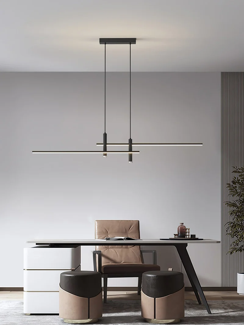 Lineaire hanglamp Links Island • 90/120/150cm • LED geïntegreerd • warm wit/neutraal/koel wit • dimbaar optie • zwart/goud • keuken-eiland boven tafel | Sansoti