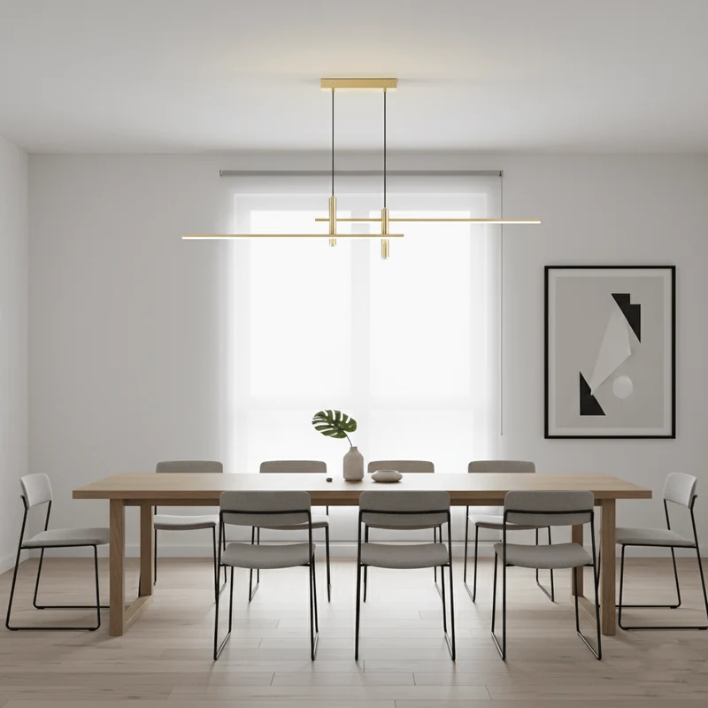 Lineaire hanglamp Links Island • 90/120/150cm • LED geïntegreerd • warm wit/neutraal/koel wit • dimbaar optie • zwart/goud • keuken-eiland boven tafel | Sansoti