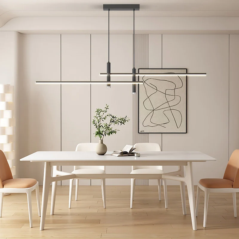 Lineaire hanglamp Links Island • 90/120/150cm • LED geïntegreerd • warm wit/neutraal/koel wit • dimbaar optie • zwart/goud • keuken-eiland boven tafel | Sansoti