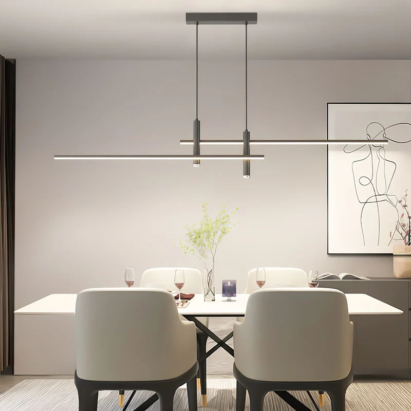 Lineaire hanglamp Links Island • 90/120/150cm • LED geïntegreerd • warm wit/neutraal/koel wit • dimbaar optie • zwart/goud • keuken-eiland boven tafel | Sansoti