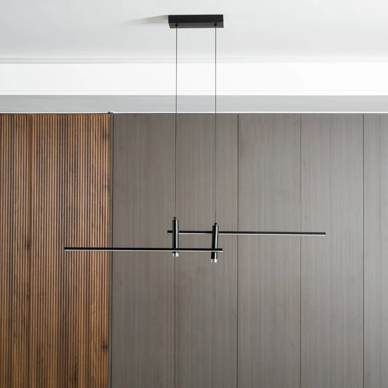 Lineaire hanglamp Links Island • 90/120/150cm • LED geïntegreerd • warm wit/neutraal/koel wit • dimbaar optie • zwart/goud • keuken-eiland boven tafel | Sansoti