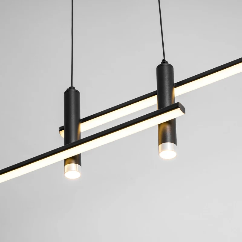 Lineaire hanglamp Links Island • 90/120/150cm • LED geïntegreerd • warm wit/neutraal/koel wit • dimbaar optie • zwart/goud • keuken-eiland boven tafel | Sansoti