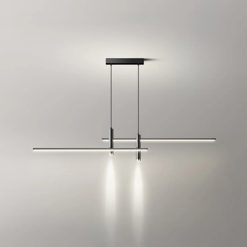 Lineaire hanglamp Links Island • 90/120/150cm • LED geïntegreerd • warm wit/neutraal/koel wit • dimbaar optie • zwart/goud • keuken-eiland boven tafel | Sansoti