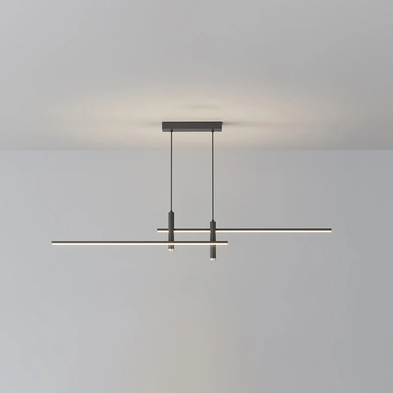 Lineaire hanglamp Links Island • 90/120/150cm • LED geïntegreerd • warm wit/neutraal/koel wit • dimbaar optie • zwart/goud • keuken-eiland boven tafel | Sansoti