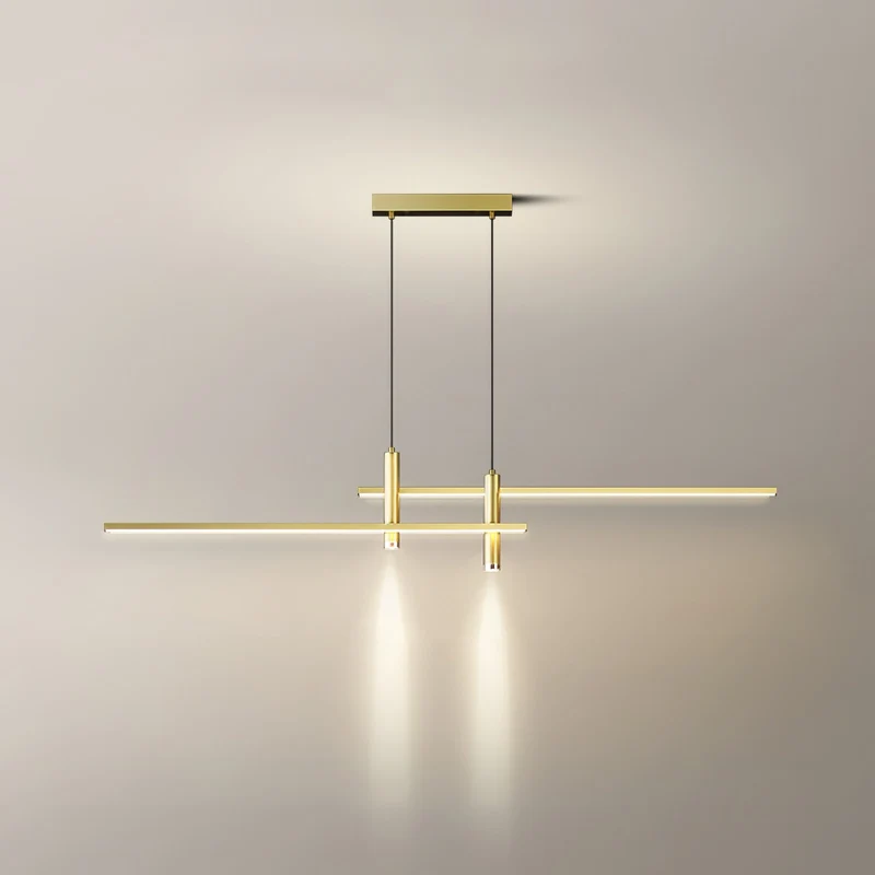 Lineaire hanglamp Links Island • 90/120/150cm • LED geïntegreerd • warm wit/neutraal/koel wit • dimbaar optie • zwart/goud • keuken-eiland boven tafel | Sansoti