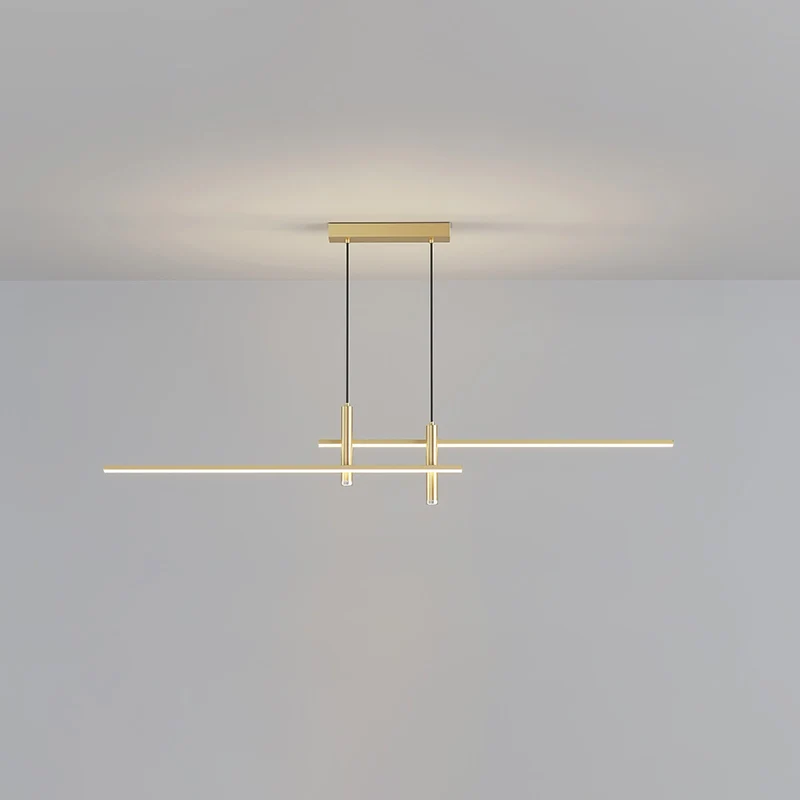 Lineaire hanglamp Links Island • 90/120/150cm • LED geïntegreerd • warm wit/neutraal/koel wit • dimbaar optie • zwart/goud • keuken-eiland boven tafel | Sansoti