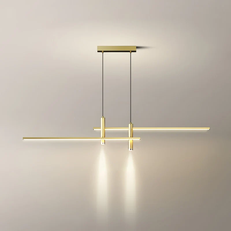 Lineaire hanglamp Links Island • 90/120/150cm • LED geïntegreerd • warm wit/neutraal/koel wit • dimbaar optie • zwart/goud • keuken-eiland boven tafel | Sansoti