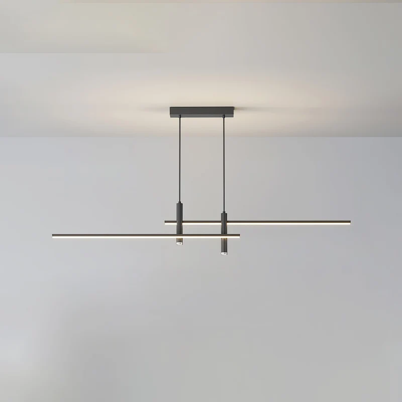 Lineaire hanglamp Links Island • 90/120/150cm • LED geïntegreerd • warm wit/neutraal/koel wit • dimbaar optie • zwart/goud • keuken-eiland boven tafel | Sansoti