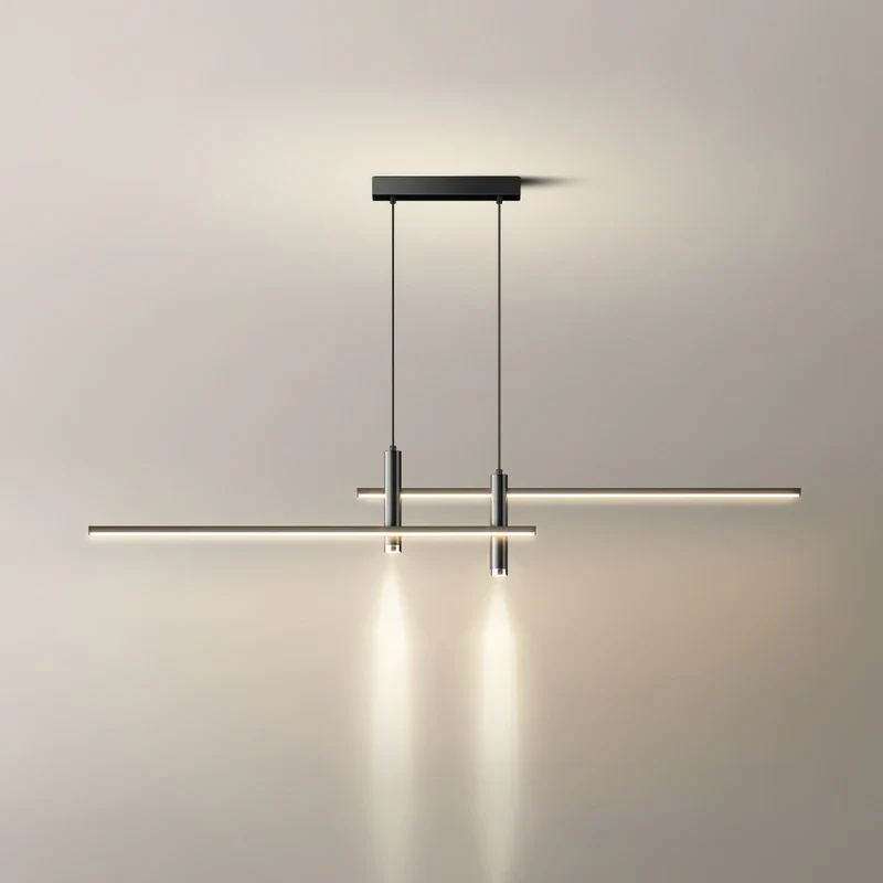 Lineaire hanglamp Links Island • 90/120/150cm • LED geïntegreerd • warm wit/neutraal/koel wit • dimbaar optie • zwart/goud • keuken-eiland boven tafel | Sansoti