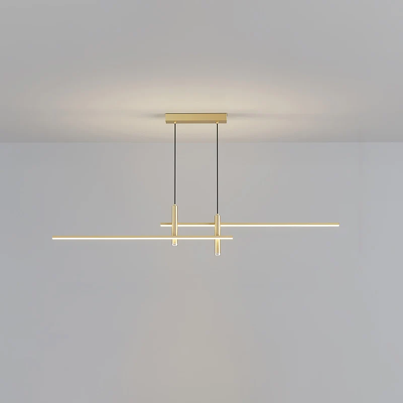 Lineaire hanglamp Links Island • 90/120/150cm • LED geïntegreerd • warm wit/neutraal/koel wit • dimbaar optie • zwart/goud • keuken-eiland boven tafel | Sansoti